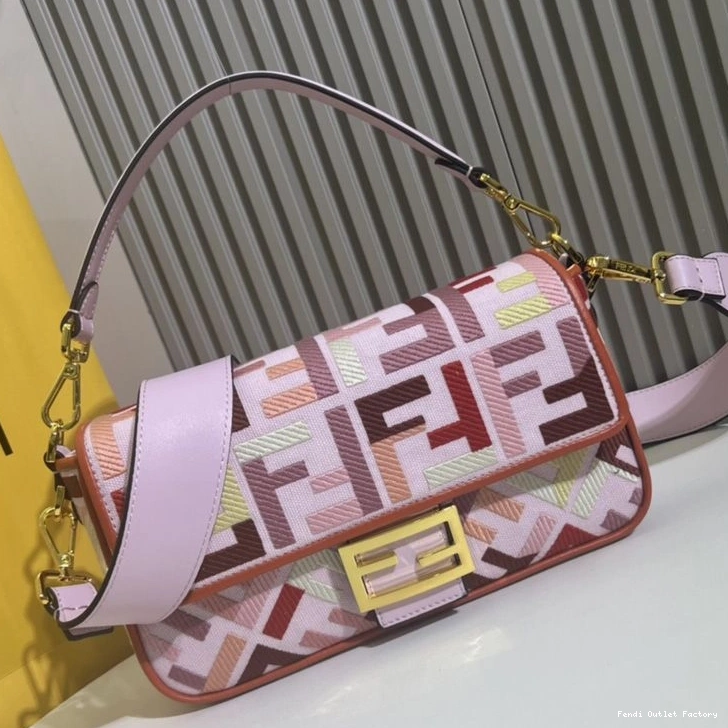 HOT Pink Medium Baguette FF Bag Motif Canvas Multi Fendi In 0728